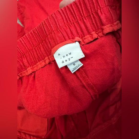 A new day high rise wide leg linen blend Red pants size medium - Picture 11 of 12